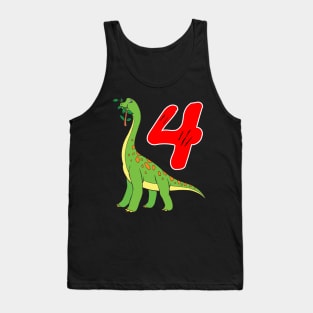 Brachiosaurus Giant Dinosaur 4th Birthday Tank Top